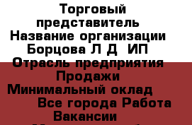 Торговый представитель › Название организации ­ Борцова Л.Д, ИП › Отрасль предприятия ­ Продажи › Минимальный оклад ­ 30 000 - Все города Работа » Вакансии   . Мурманская обл.,Оленегорск г.